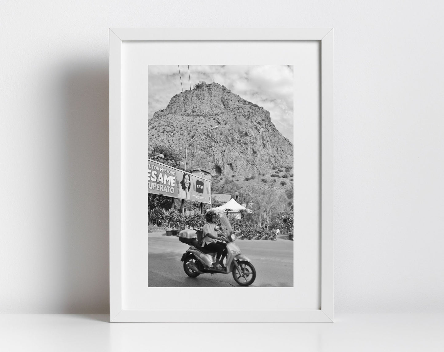 Mount Pellegrino Palermo Black And White Photography Print