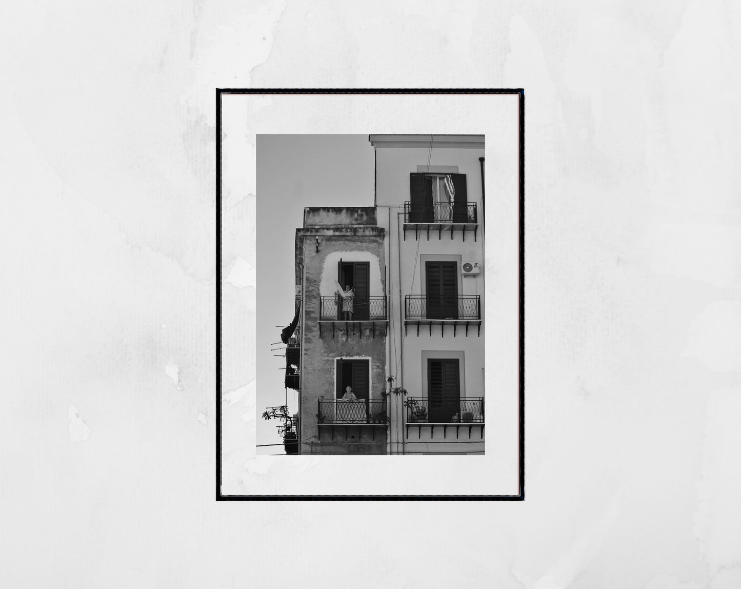 Palermo Sicily Balcony Photography Black And White Art Print Italy Wall Art