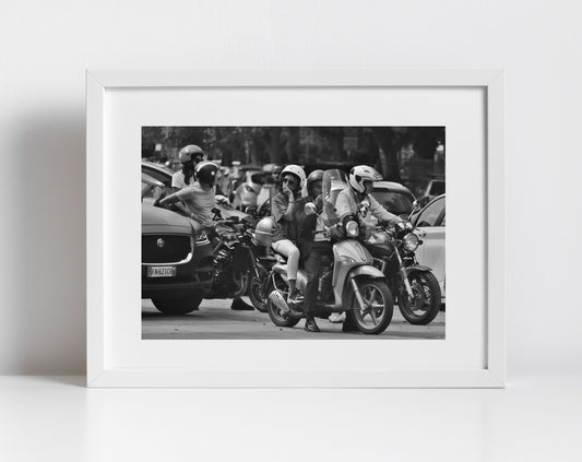 Palermo Sicily Black And White Print Street Photography Vespa Poster