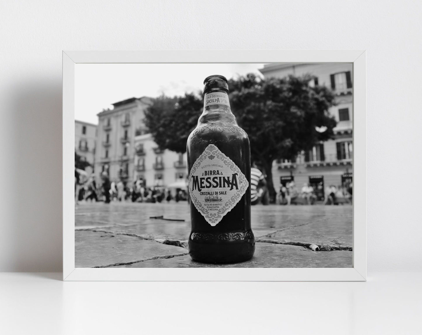 Birra Messina Sicilian Wall Art Palermo Sicily Black And White Print