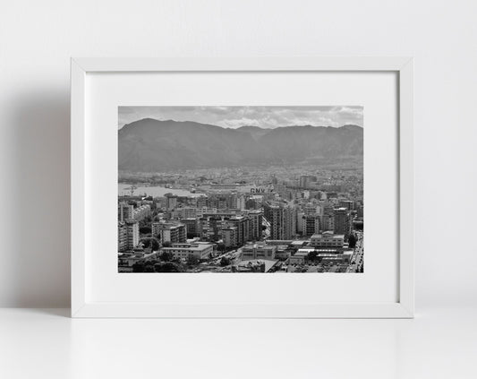 Palermo Sicily Skyline Black And White Photography Print