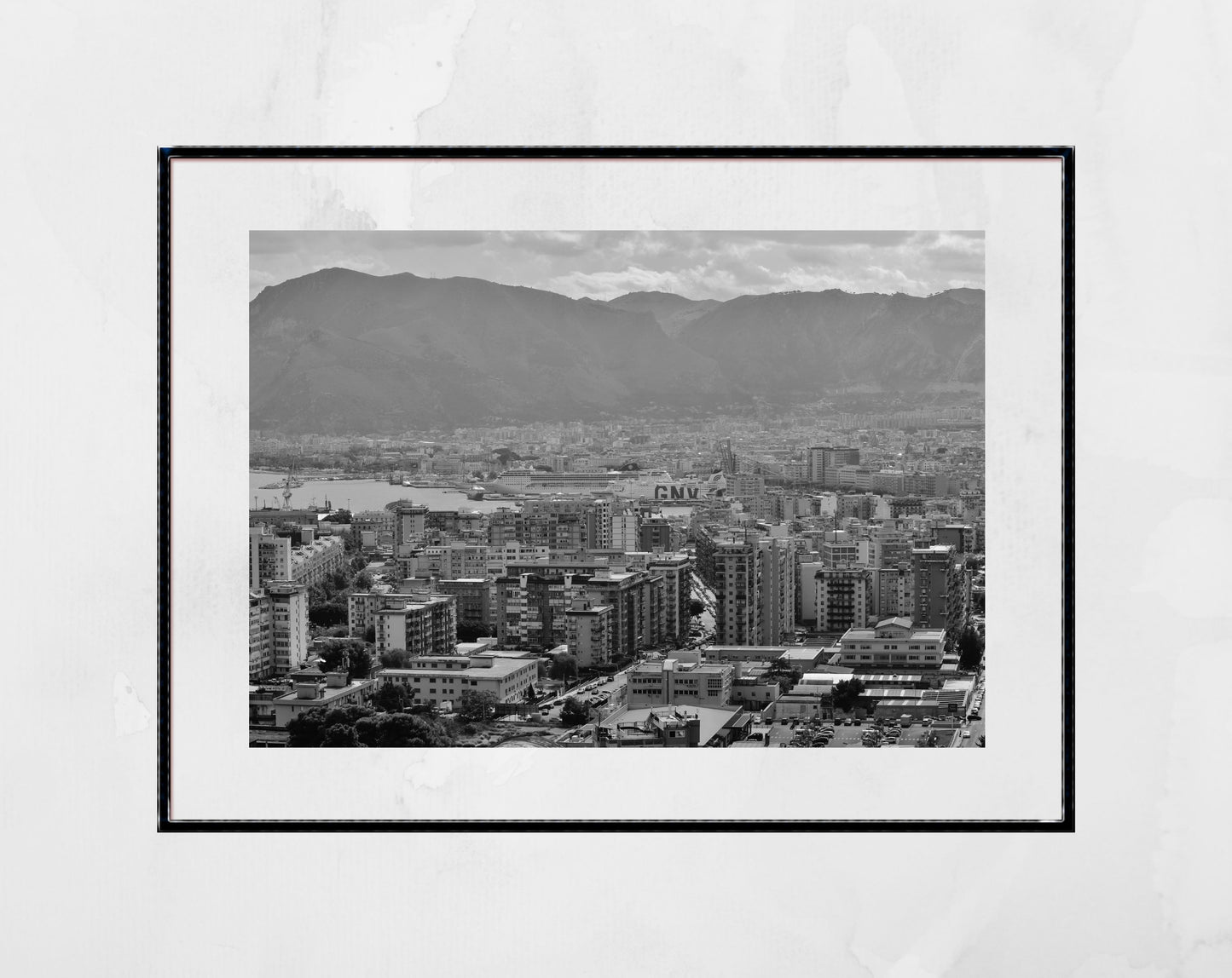 Palermo Sicily Skyline Black And White Photography Print