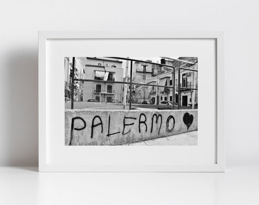 Palermo Sicily Black And White Print Football Wall Art Street Photography