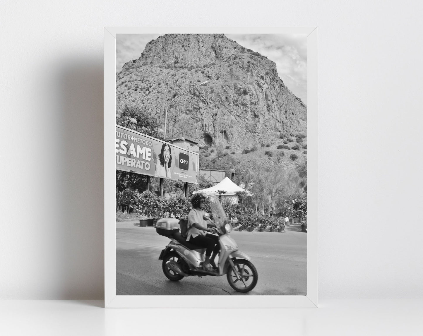 Mount Pellegrino Palermo Black And White Photography Print