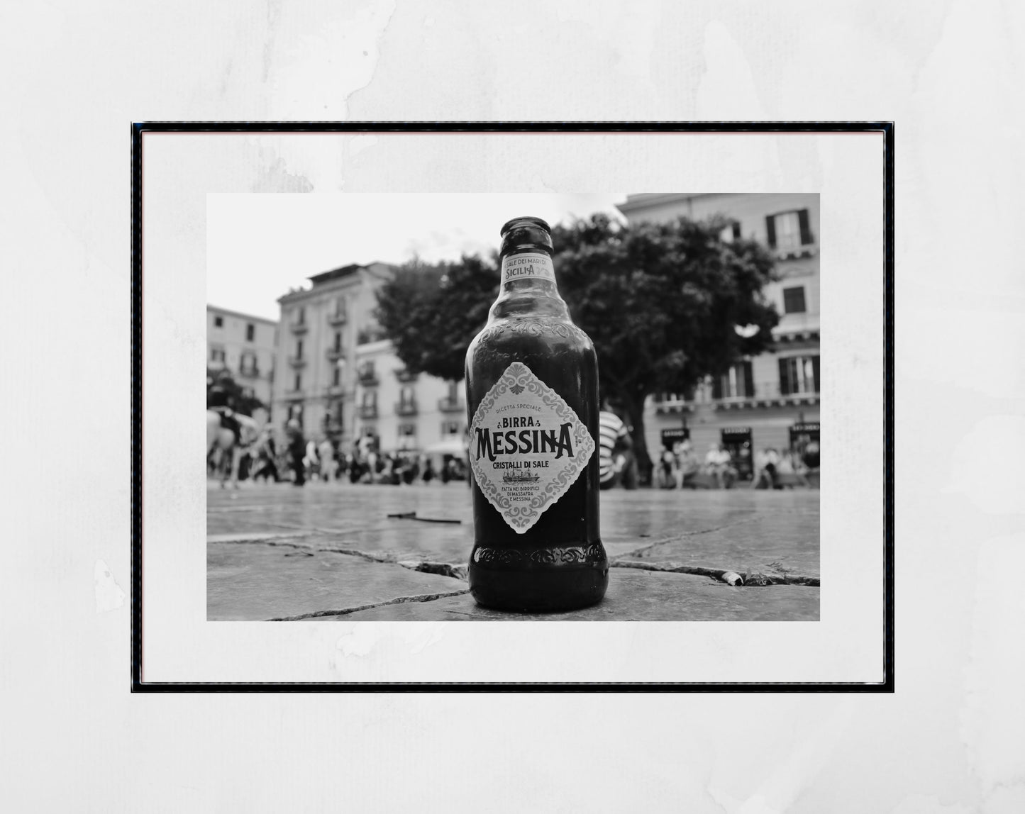 Birra Messina Sicilian Wall Art Palermo Sicily Black And White Print