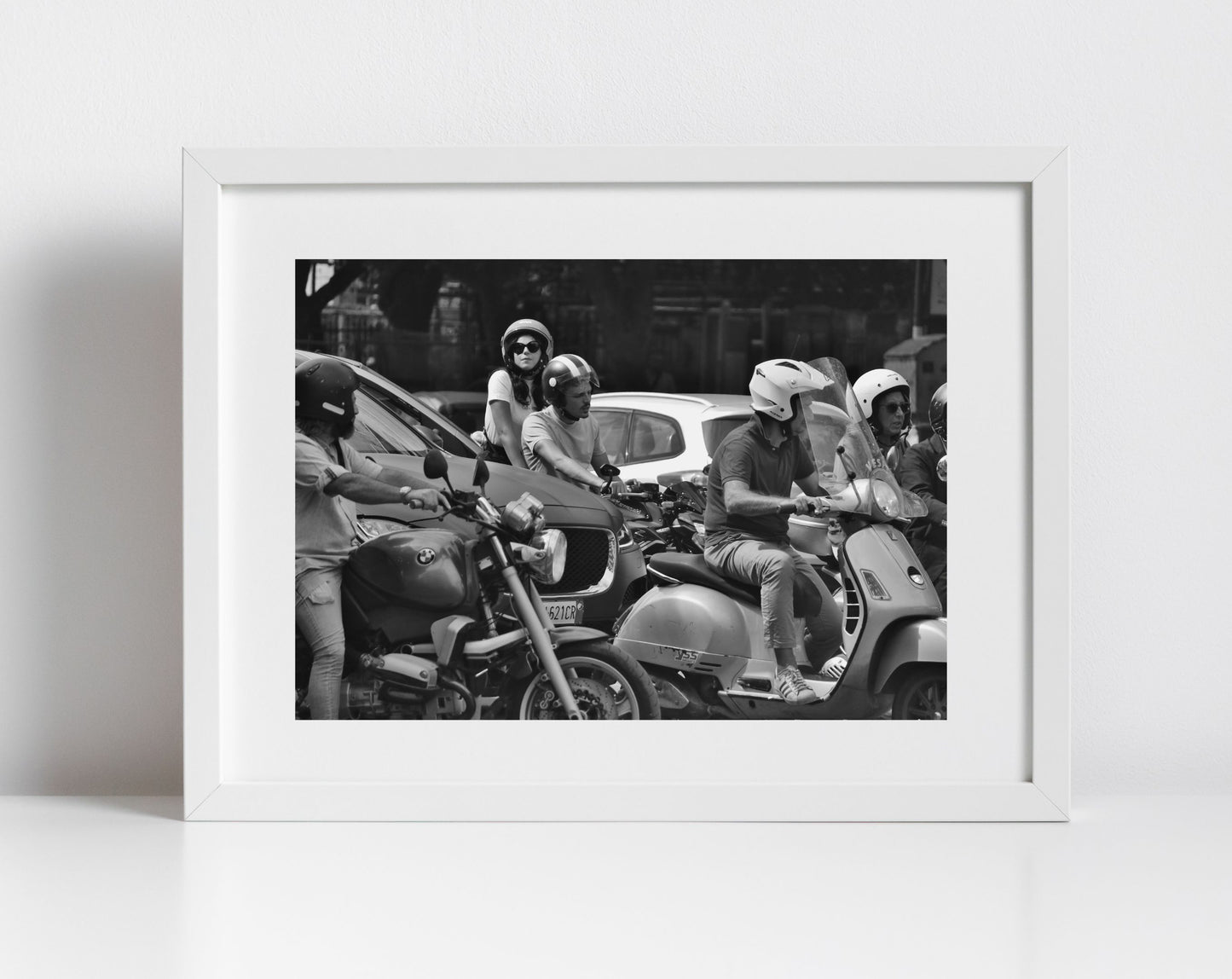 Palermo Sicily Black And White Print Street Photography Vespa Poster