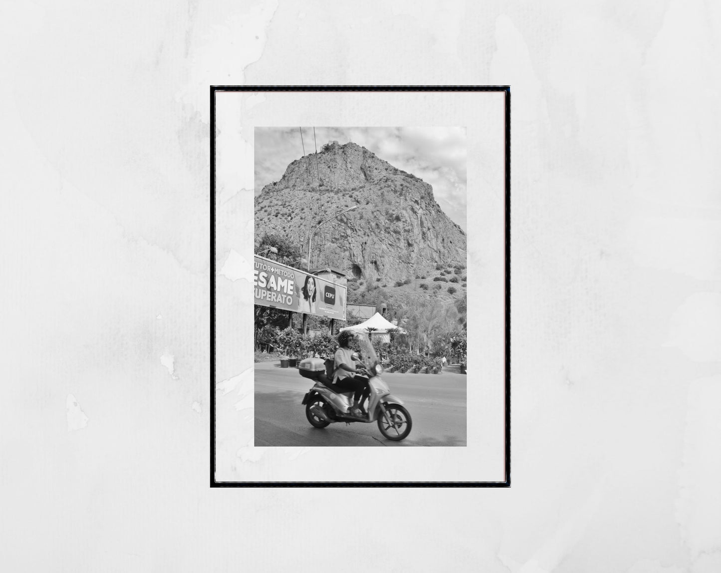 Mount Pellegrino Palermo Black And White Photography Print