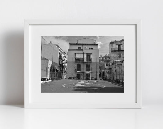 Palermo Sicily Street Black And White Photography Print Football Wall Art