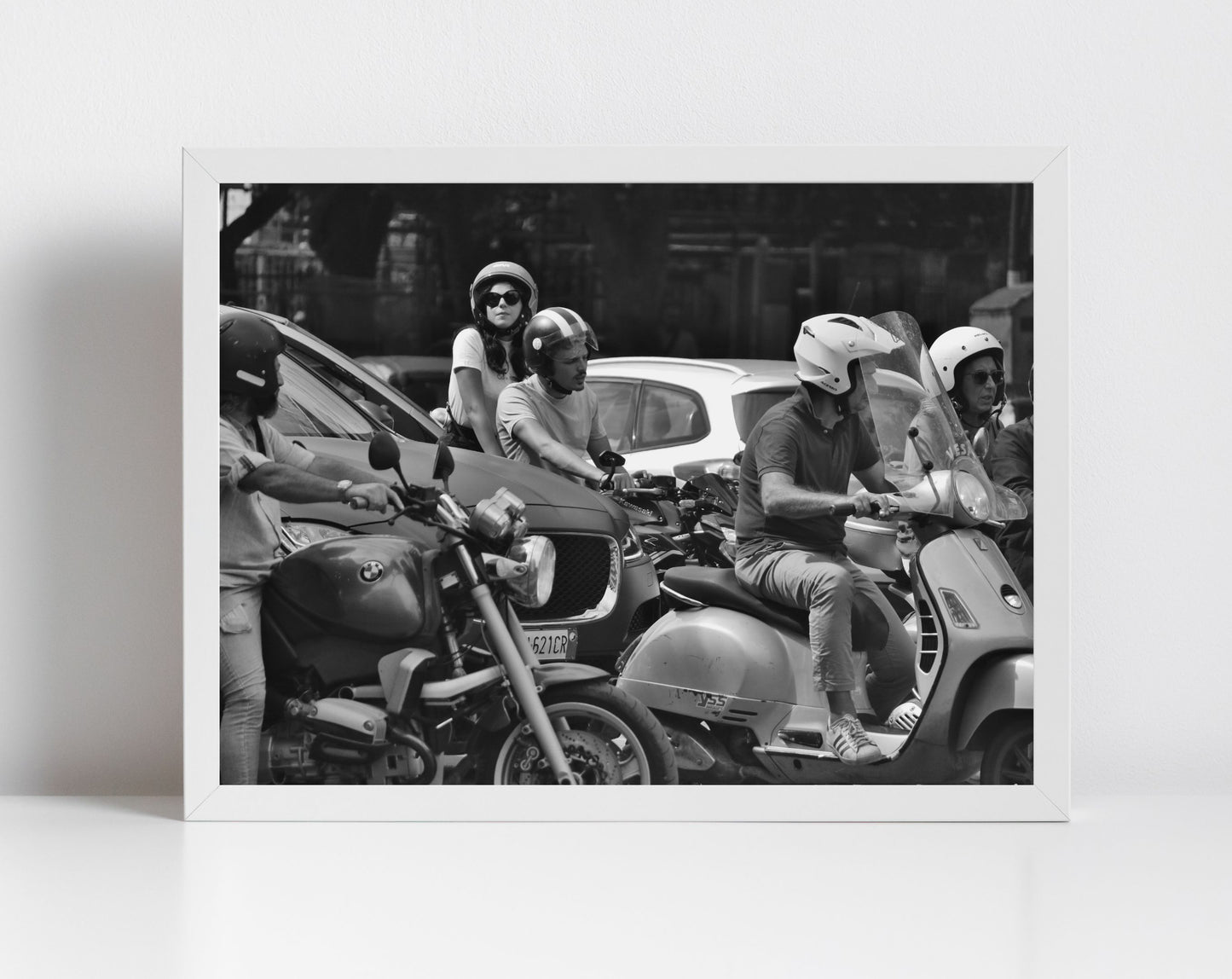 Palermo Sicily Black And White Print Street Photography Vespa Poster