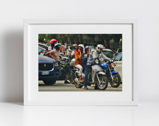 Palermo Sicily Street Photography Print Boys On Vespa Poster