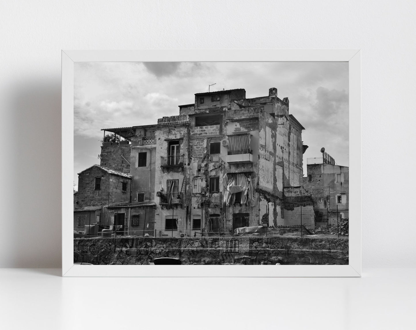 Palermo Sicily Black And White Print Abandoned Photography