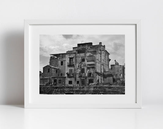 Palermo Sicily Black And White Print Abandoned Photography