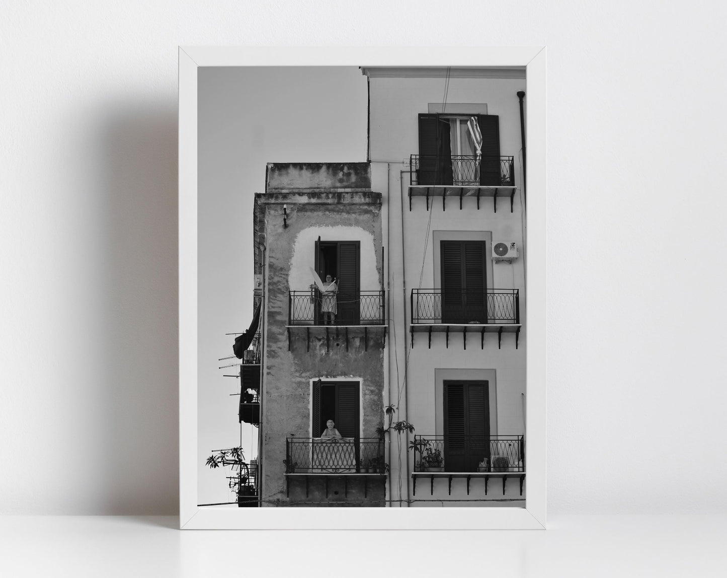 Palermo Sicily Balcony Photography Black And White Art Print Italy Wall Art