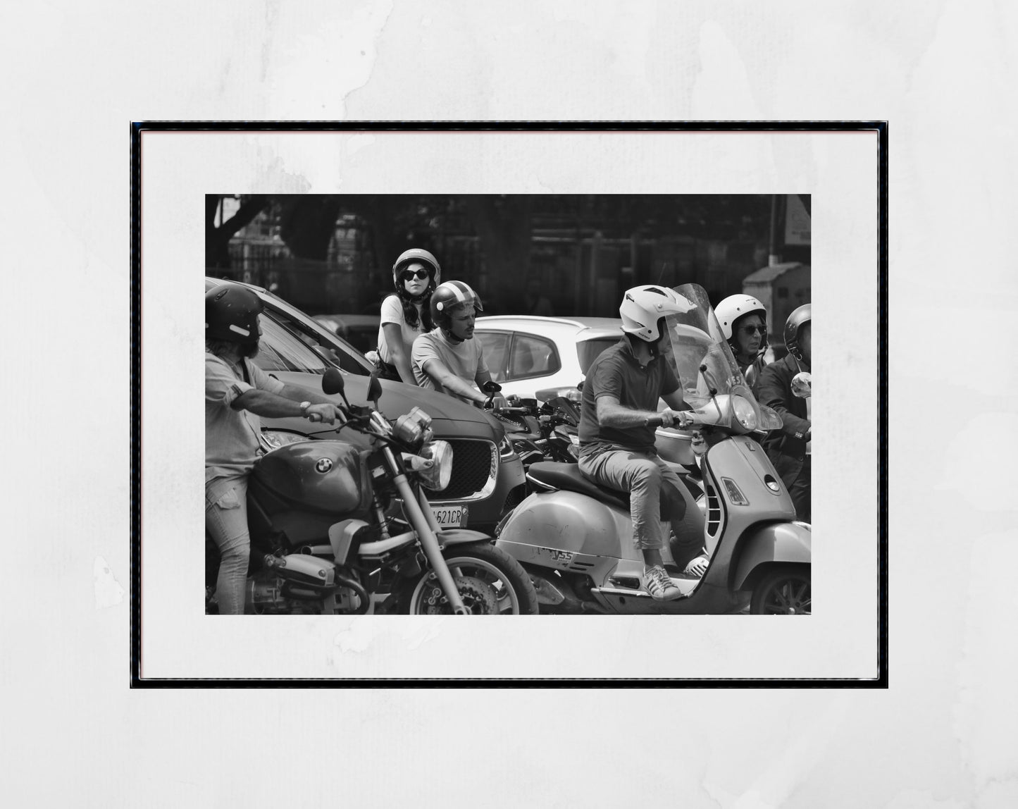 Palermo Sicily Black And White Print Street Photography Vespa Poster