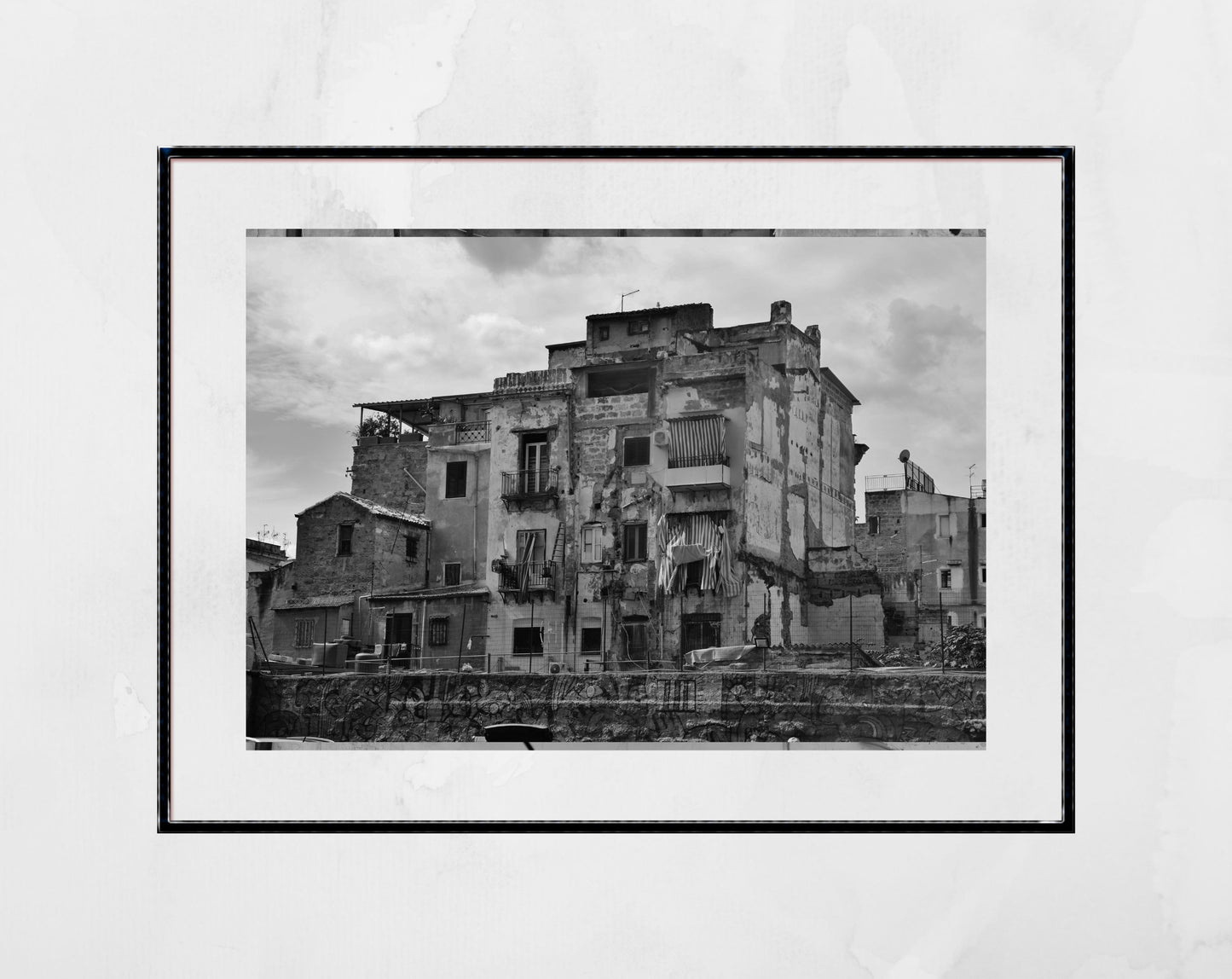 Palermo Sicily Black And White Print Abandoned Photography