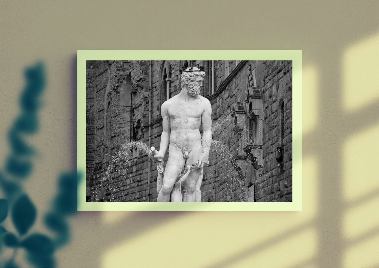 Florence Italy Photography Art: Fountain Of Neptune (Black And White)