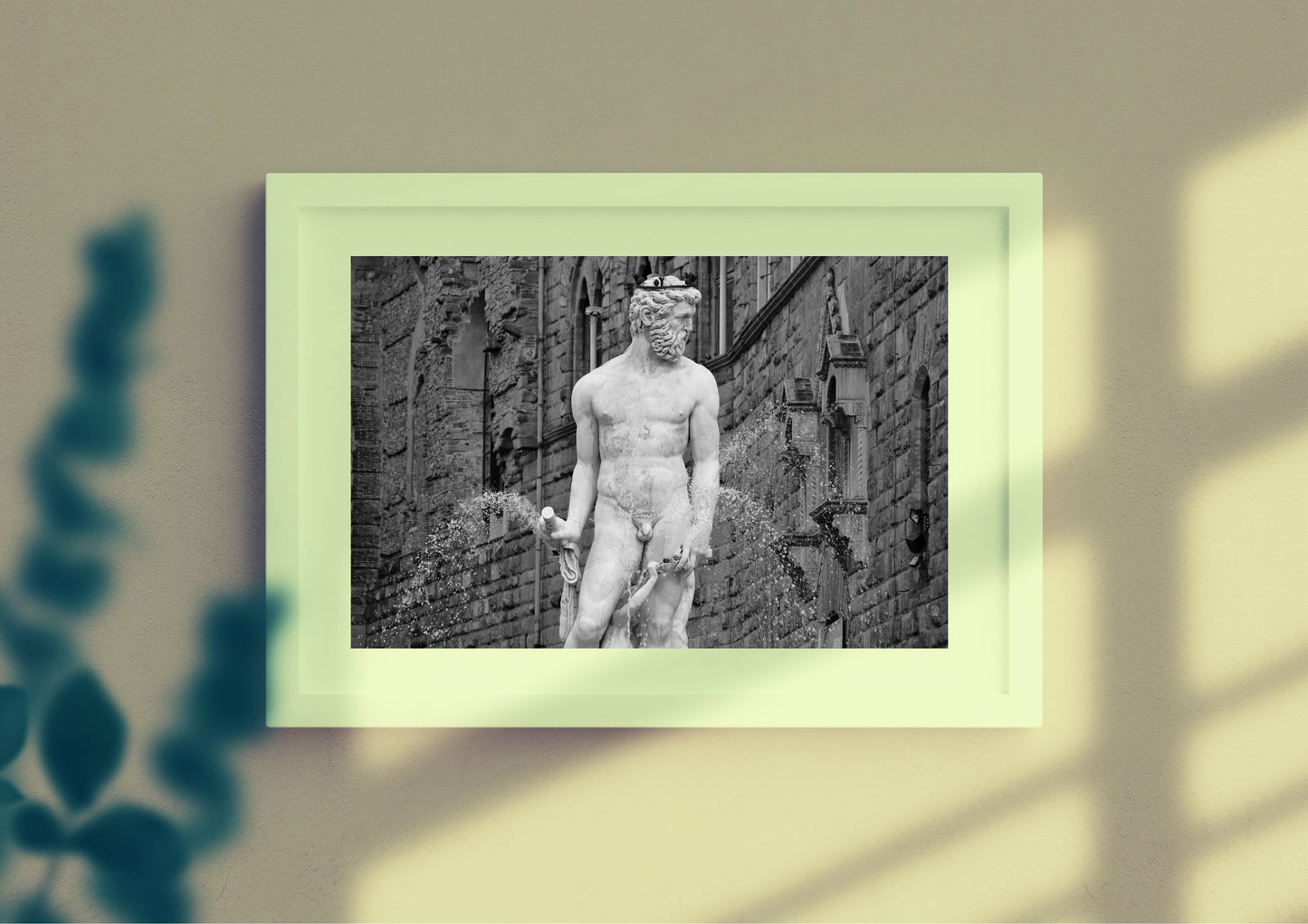 Florence Italy Photography Art: Fountain Of Neptune (Black And White)