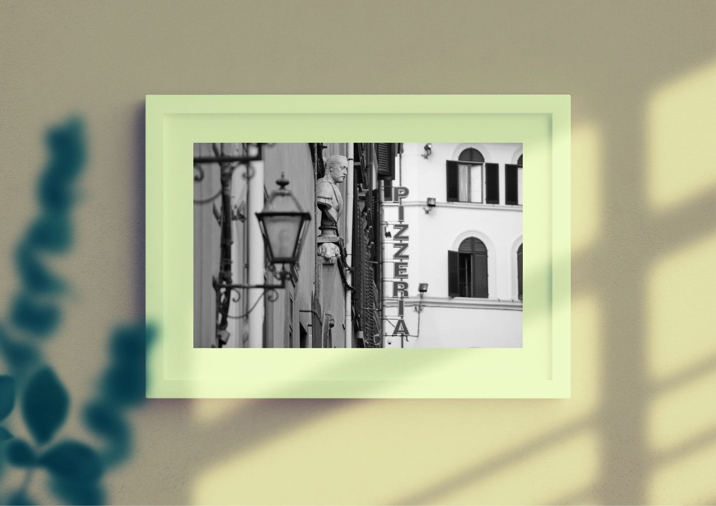 Florence Italy Pizzeria Black And White Photography Art Print