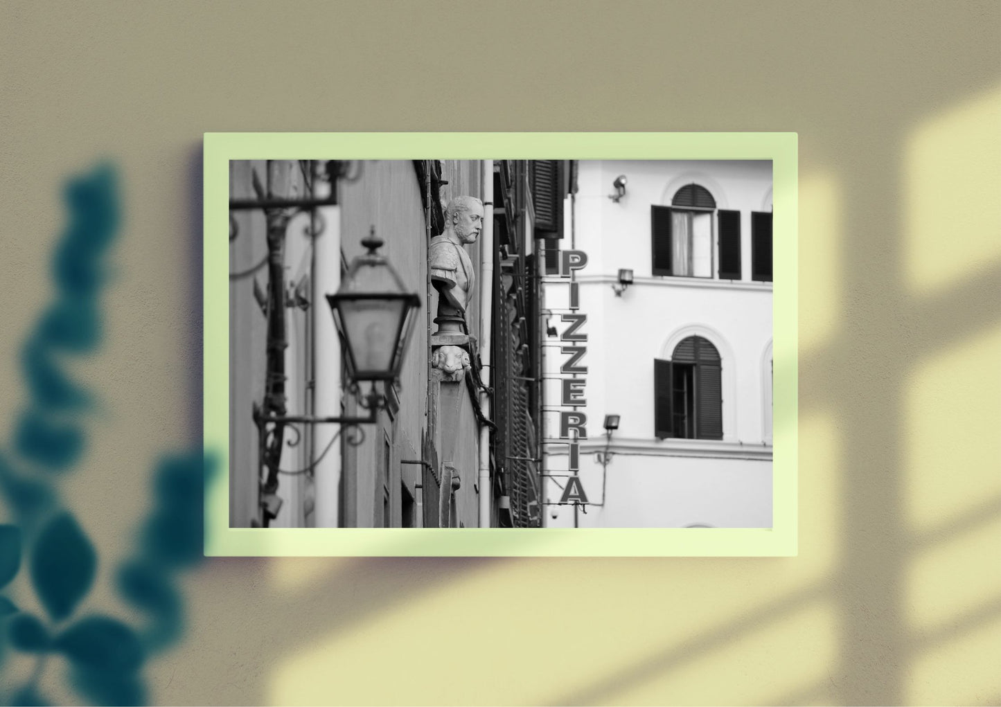 Florence Italy Pizzeria Black And White Photography Art Print