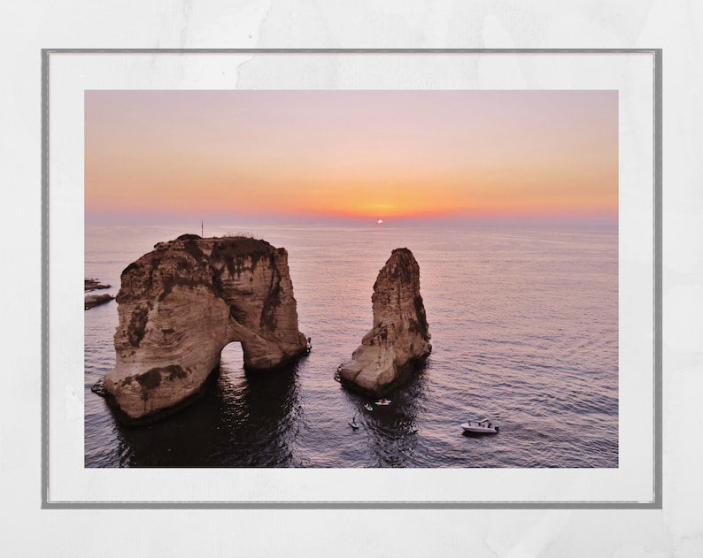 Pigeon Rocks Beirut Print: Lebanon Photography, Raouche Rocks