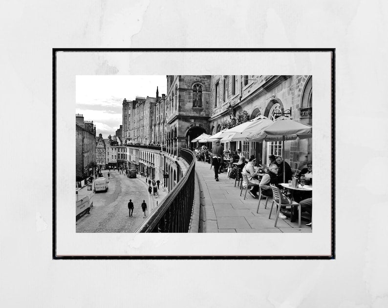 Victoria Terrace Edinburgh Black And White Photography Print