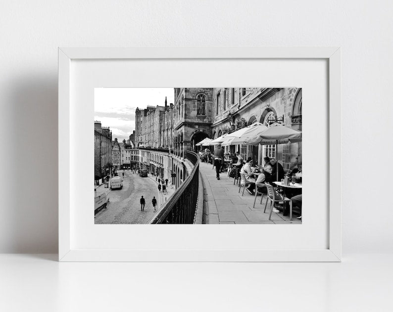 Victoria Terrace Edinburgh Black And White Photography Print