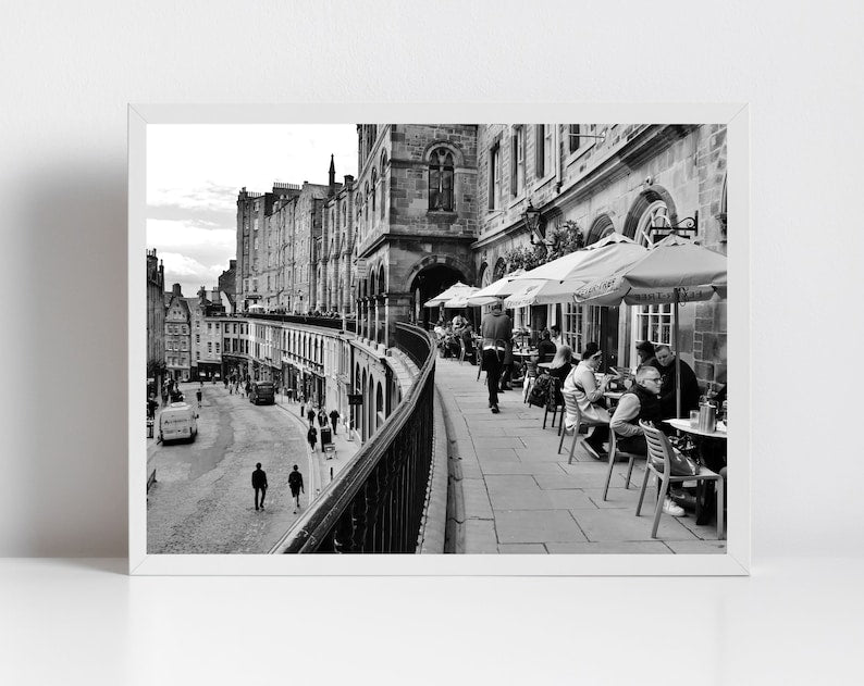 Victoria Terrace Edinburgh Black And White Photography Print