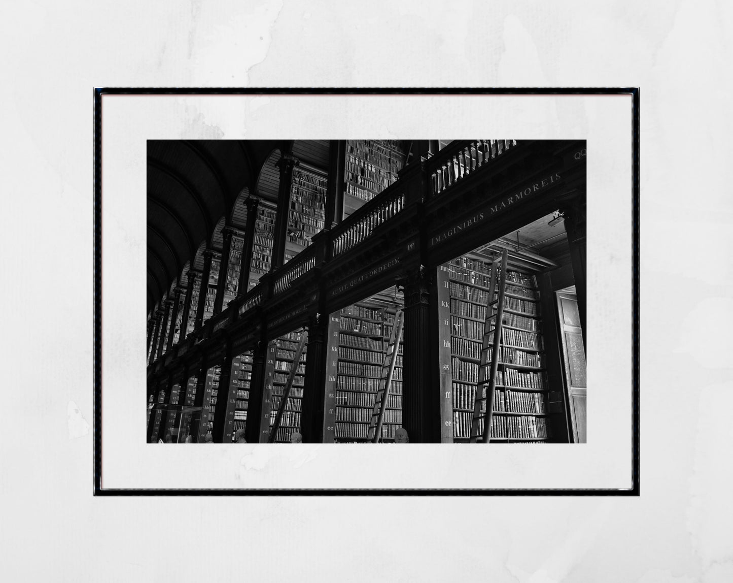 The Long Room Trinity College Dublin Black And White Print Library Wall Art