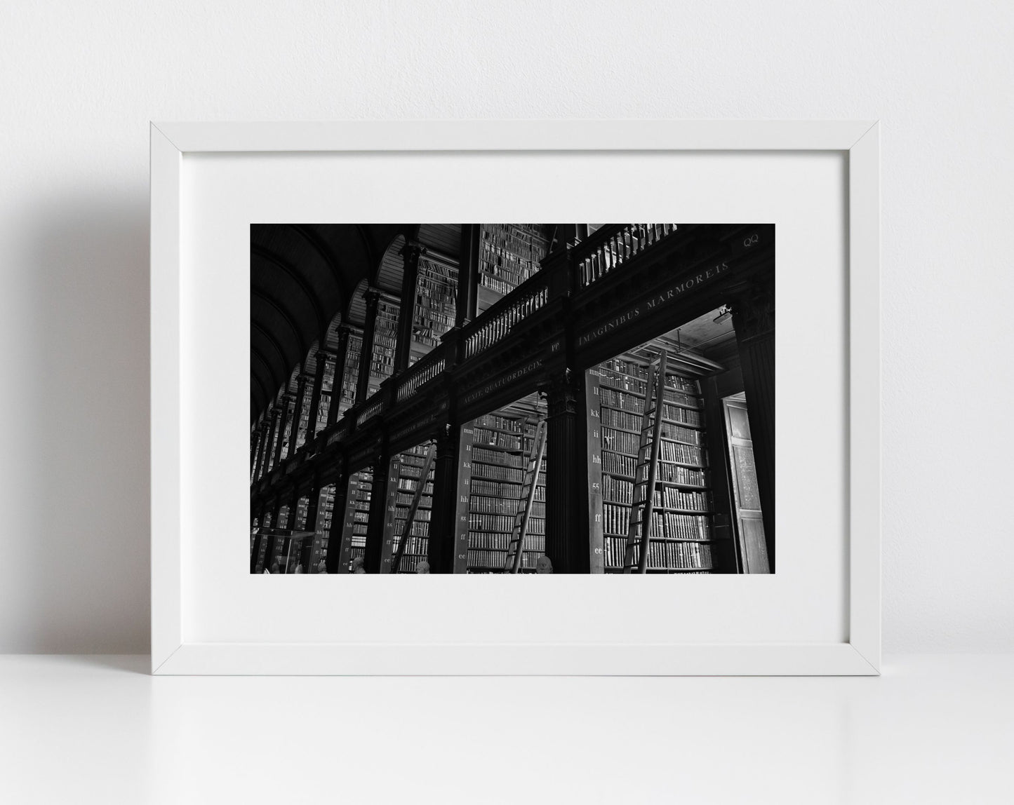 The Long Room Trinity College Dublin Black And White Print Library Wall Art