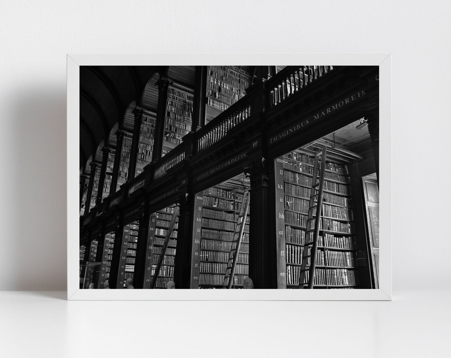 The Long Room Trinity College Dublin Black And White Print Library Wall Art