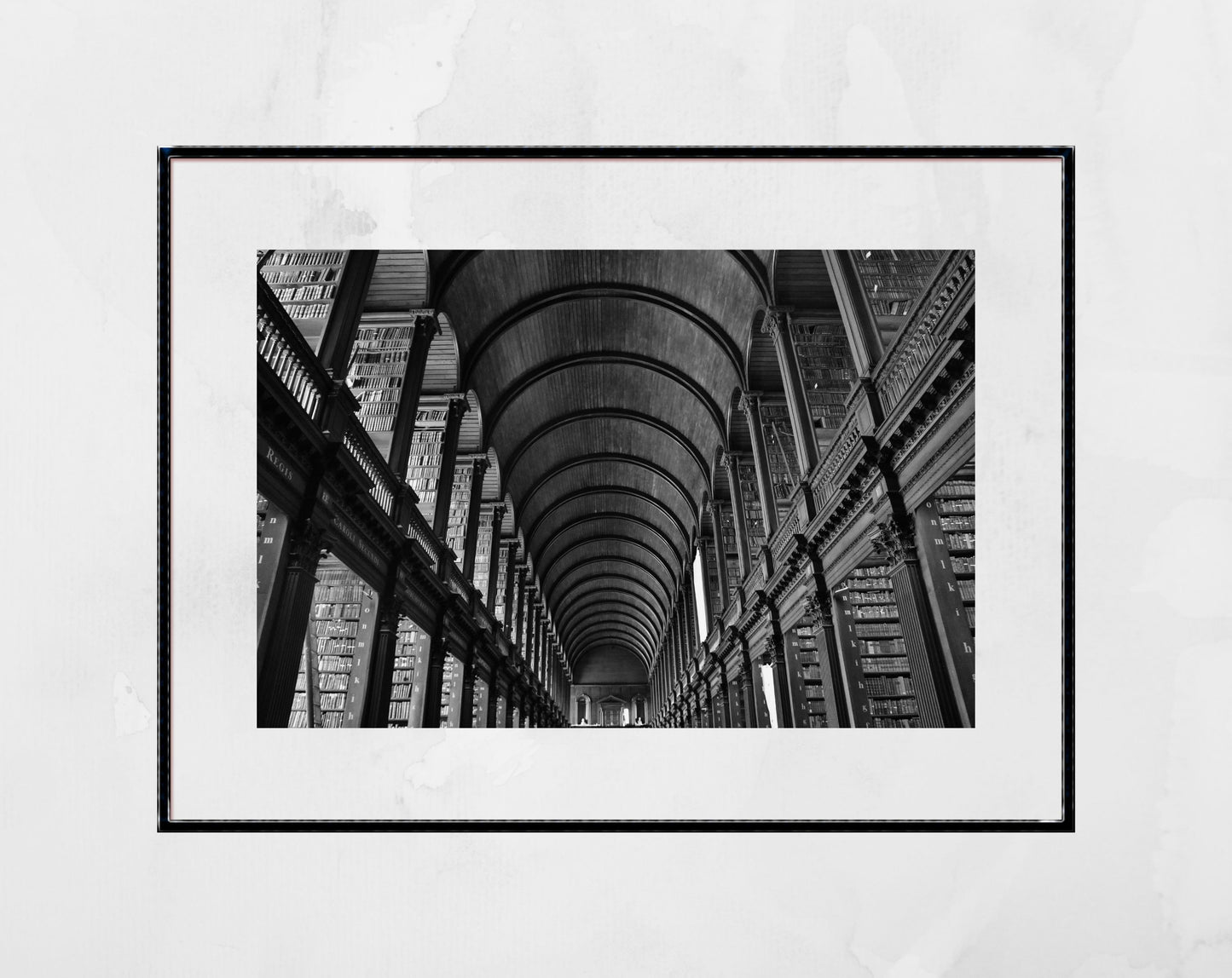 The Long Room Trinity College Dublin Black And White Print