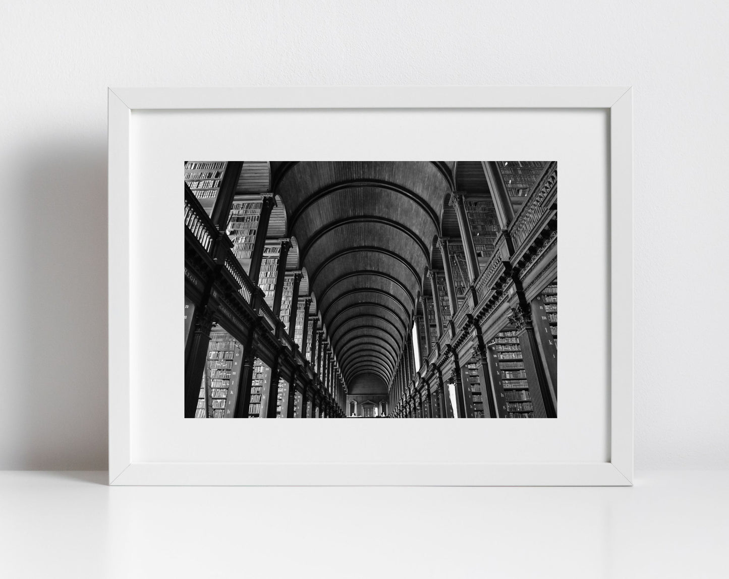 The Long Room Trinity College Dublin Black And White Print