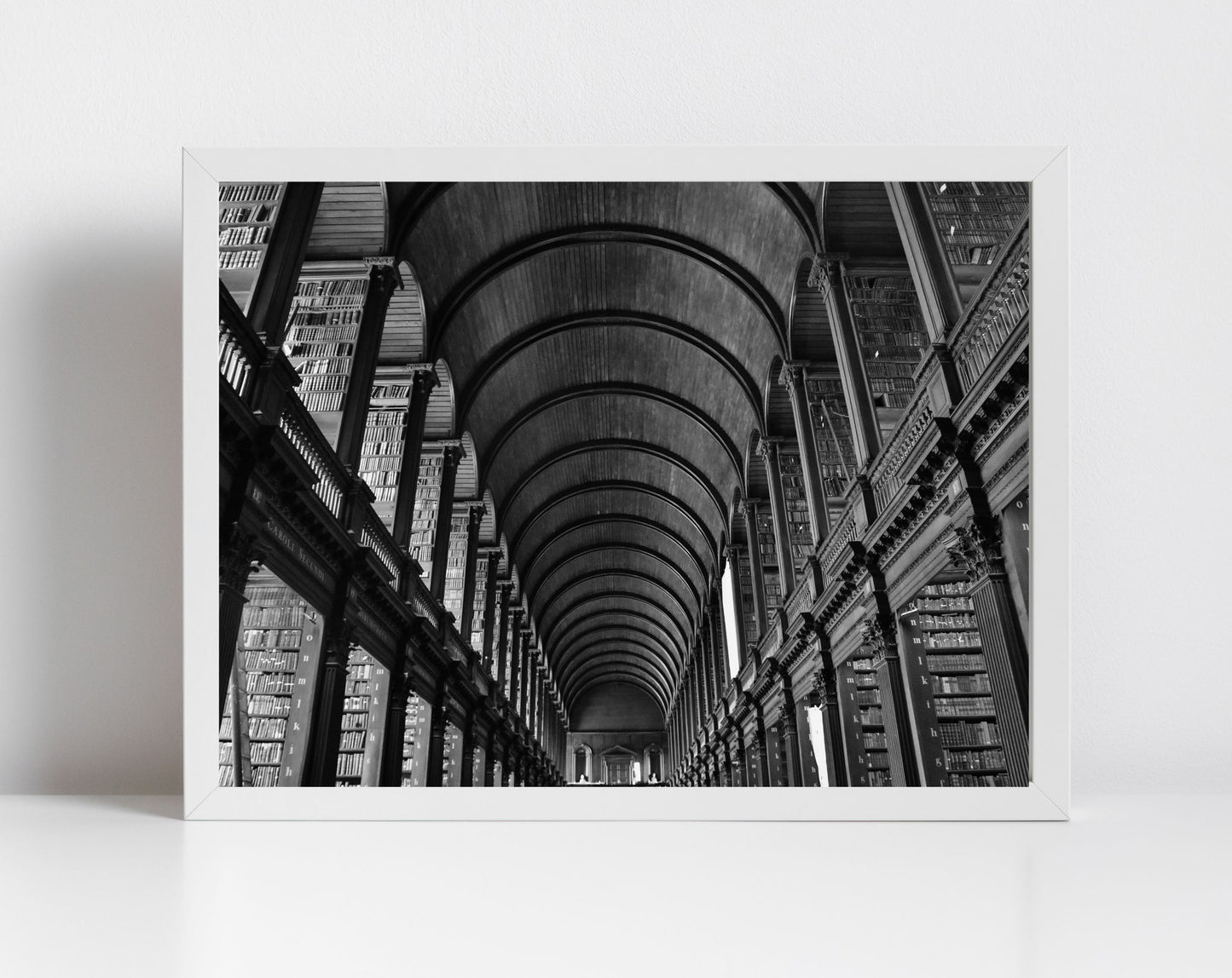 The Long Room Trinity College Dublin Black And White Print