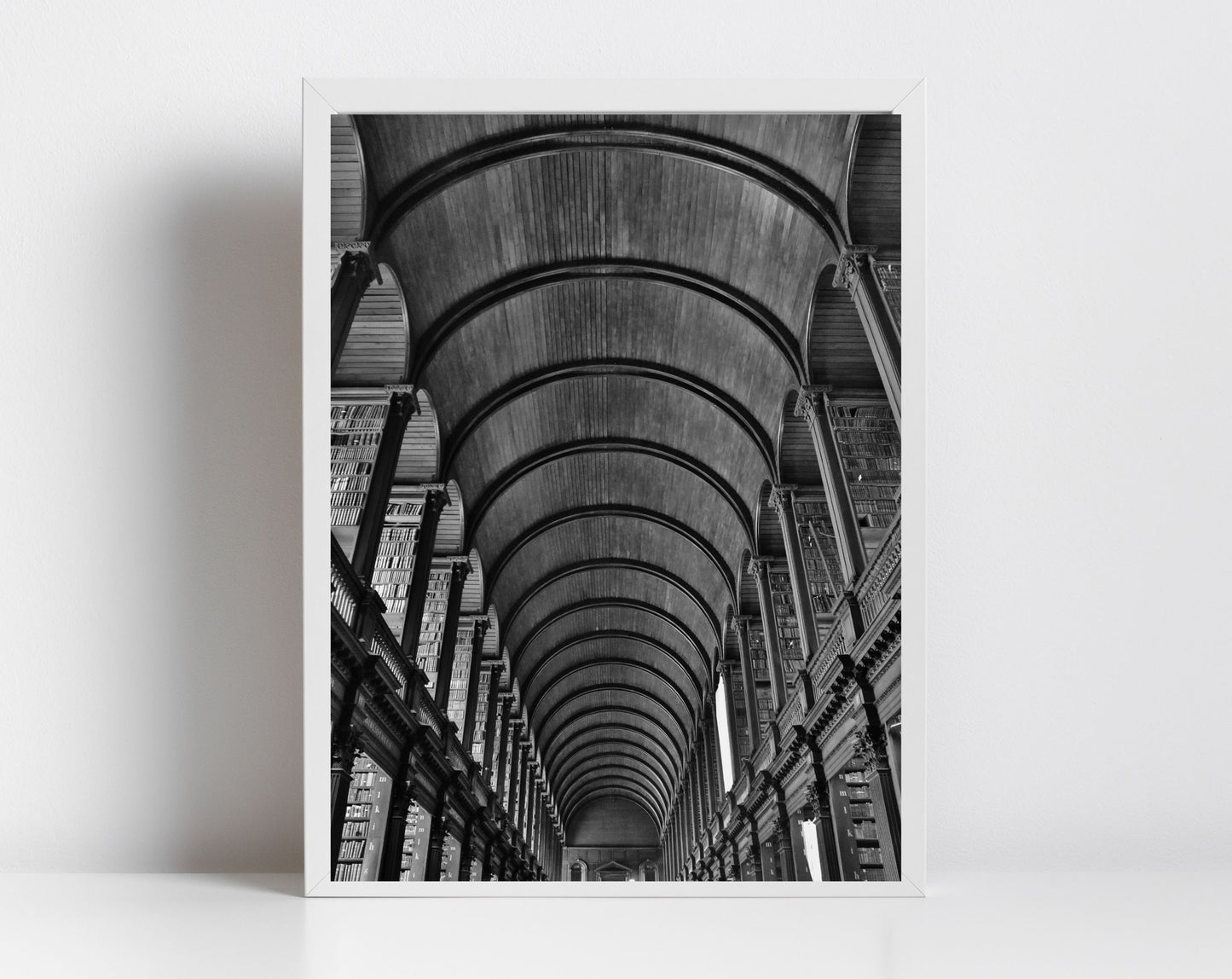 The Long Room Trinity College Dublin Black And White Photography Print