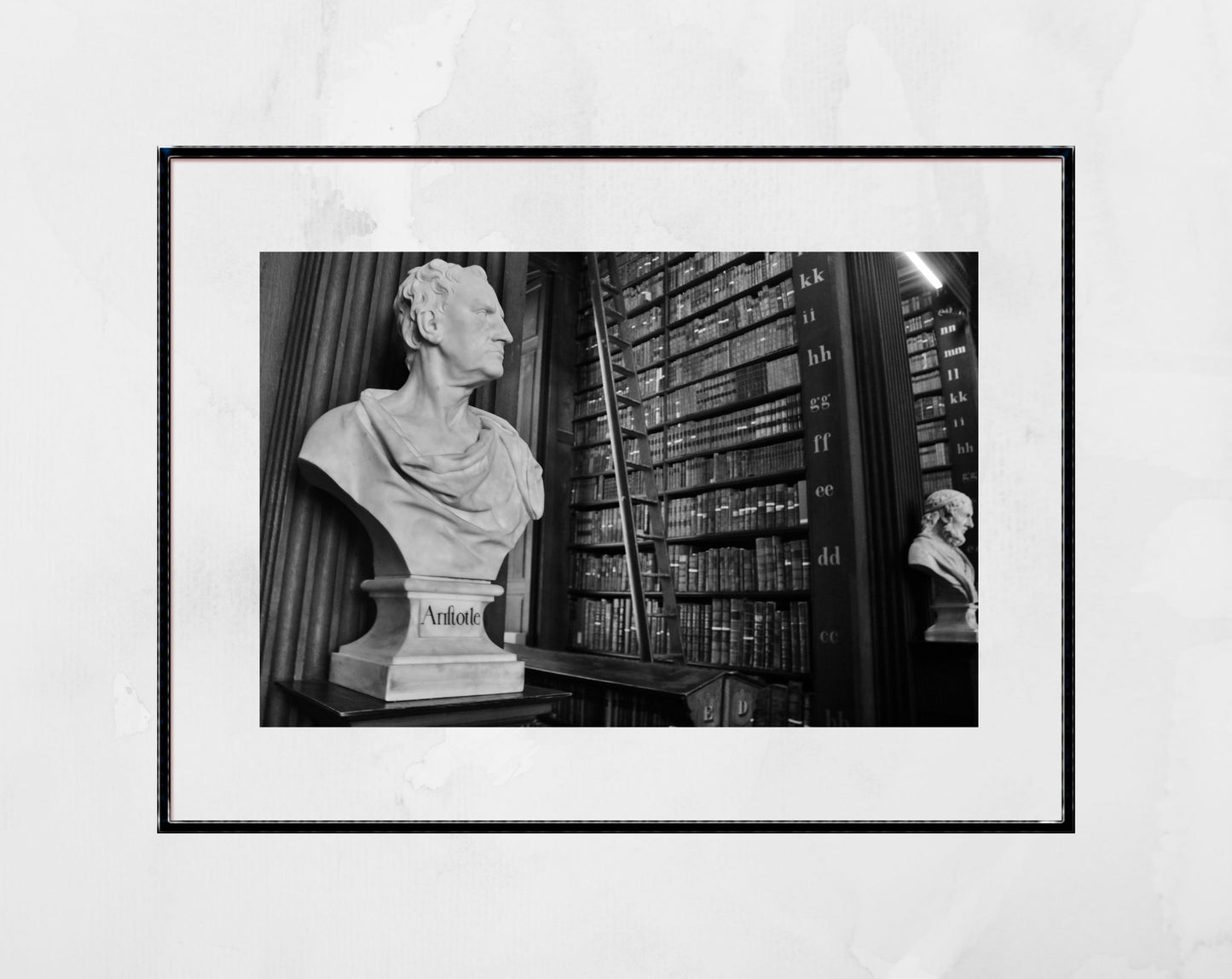 Aristotle Black And White Print The Long Room Trinity College Dublin Wall Art