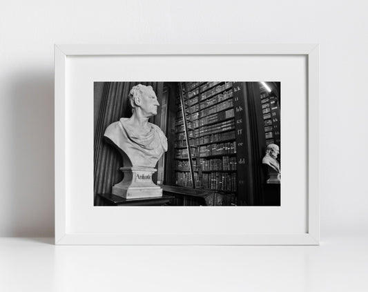 Aristotle Black And White Print The Long Room Trinity College Dublin Wall Art