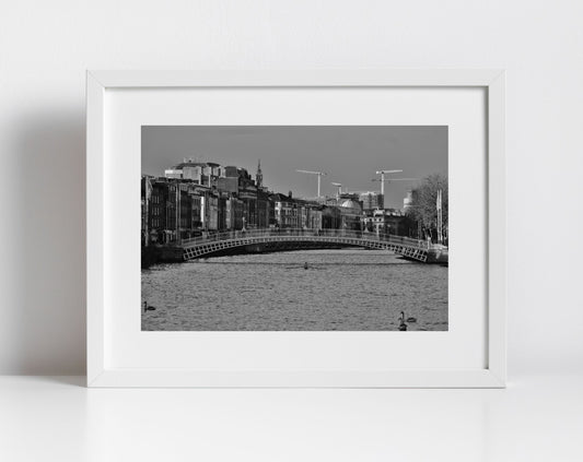 Ha'penny Bridge Dublin Black And White Print