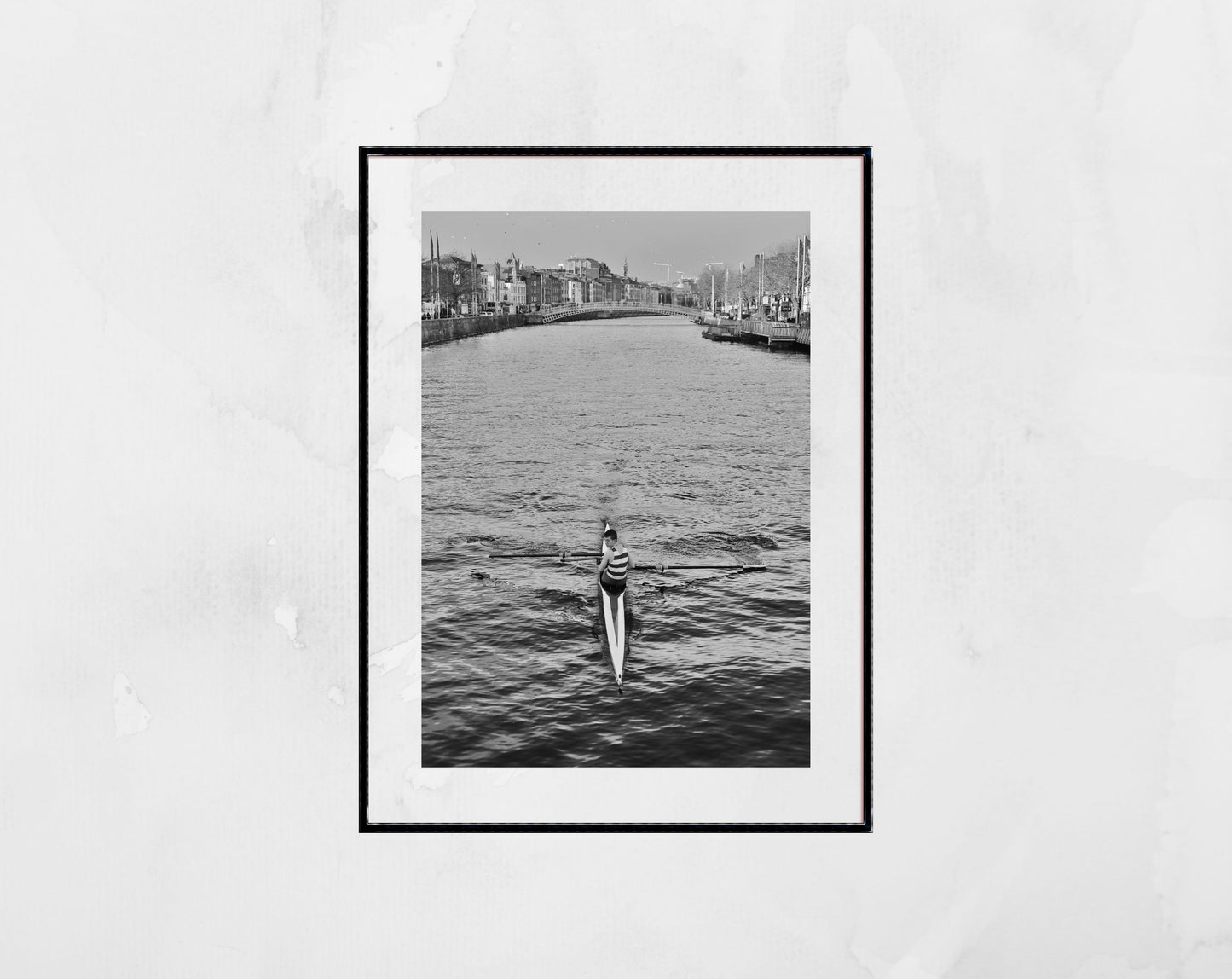 River Liffey Dublin Black And White Print Rowing Art