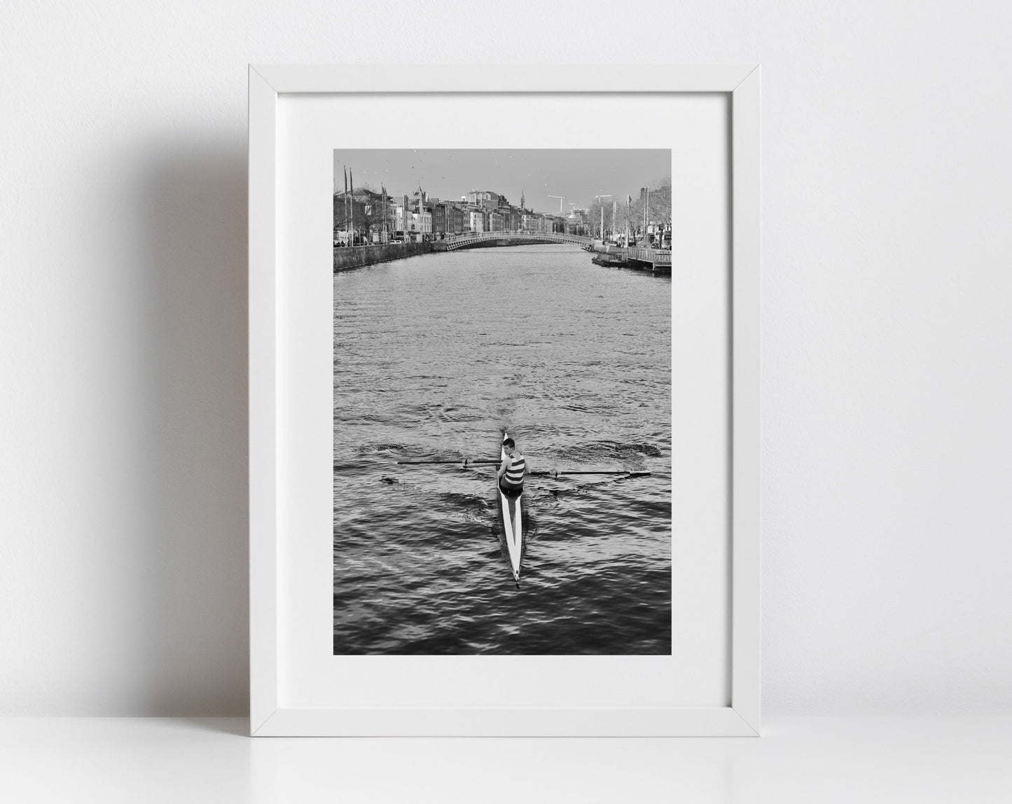 River Liffey Dublin Black And White Print Rowing Art