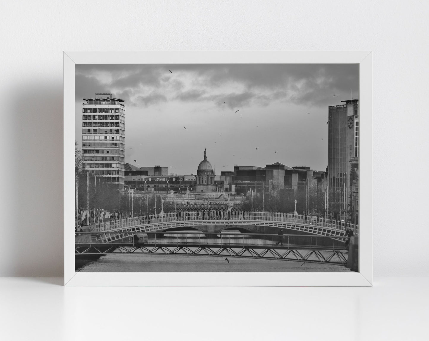 River Liffey Dublin Black And White Print