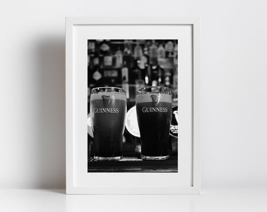 Guinness Black And White Poster Irish Pub Decor O'Donoghue's Dublin Photography