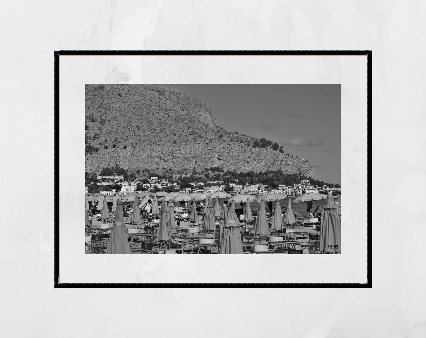 Italian Beach Black And White Photography Mondello Sicily Wall Art