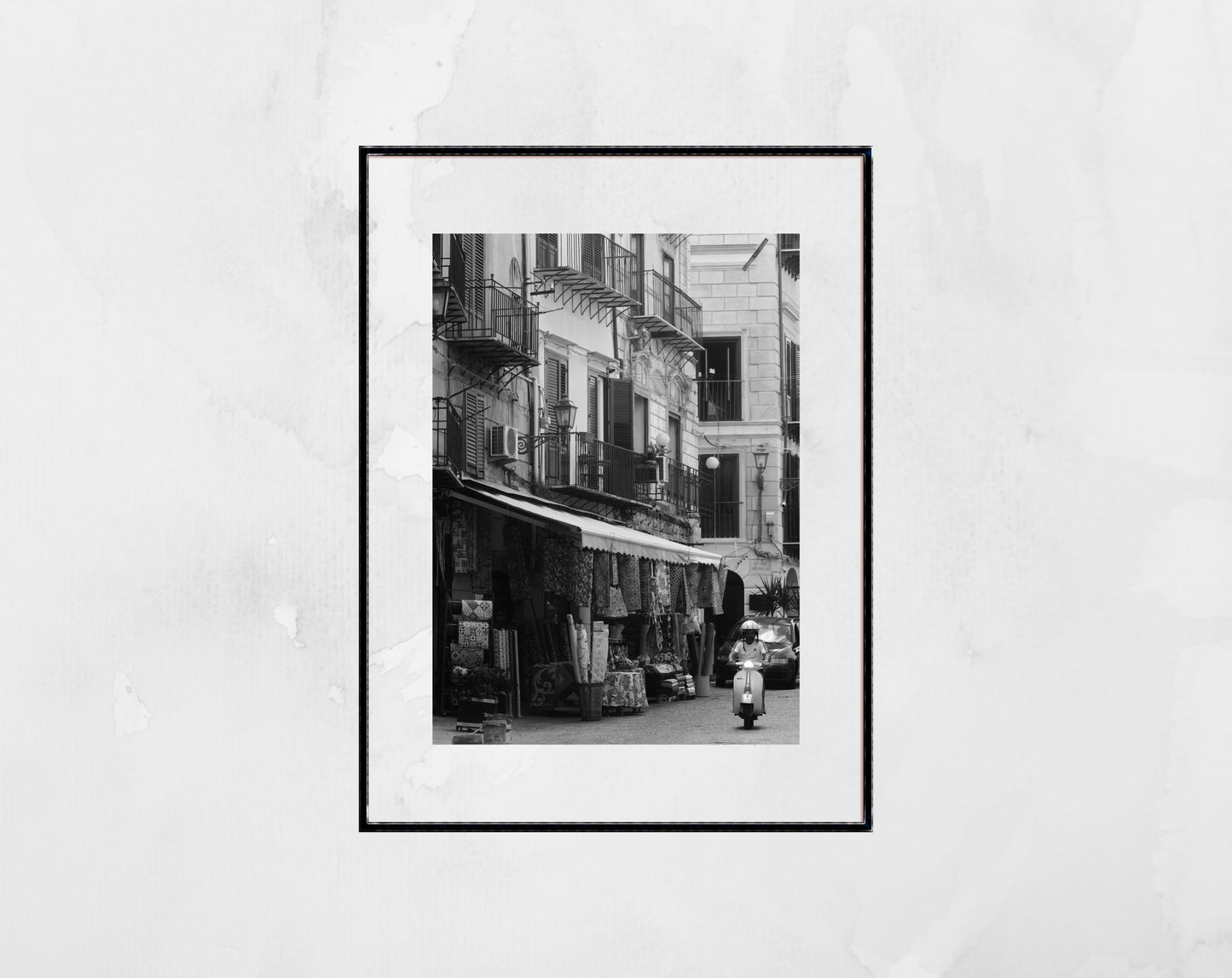 Palermo Sicily Black And White Print Vespa Poster Street Photography