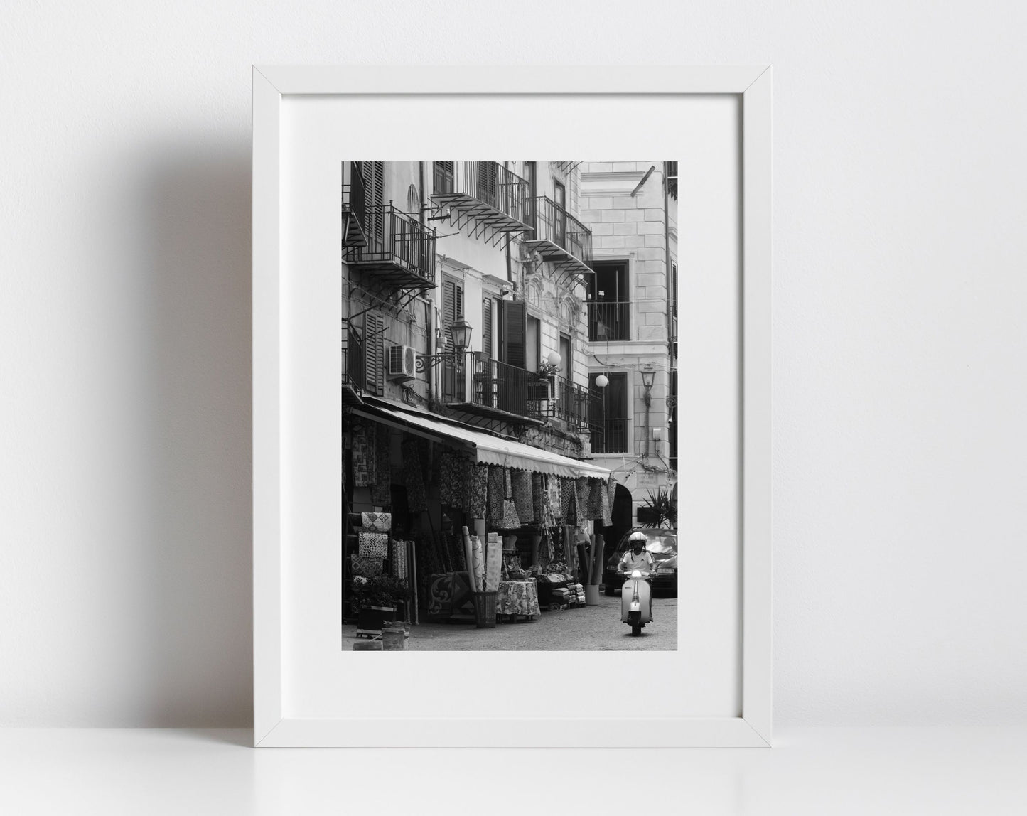 Palermo Sicily Black And White Print Vespa Poster Street Photography