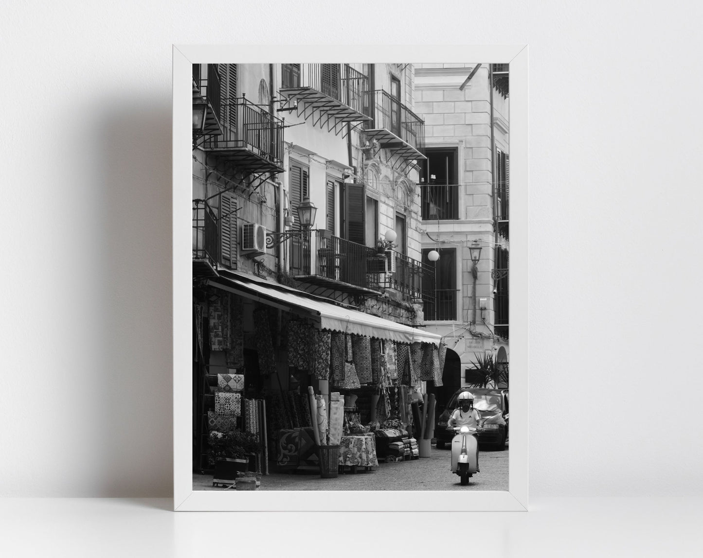 Palermo Sicily Black And White Print Vespa Poster Street Photography