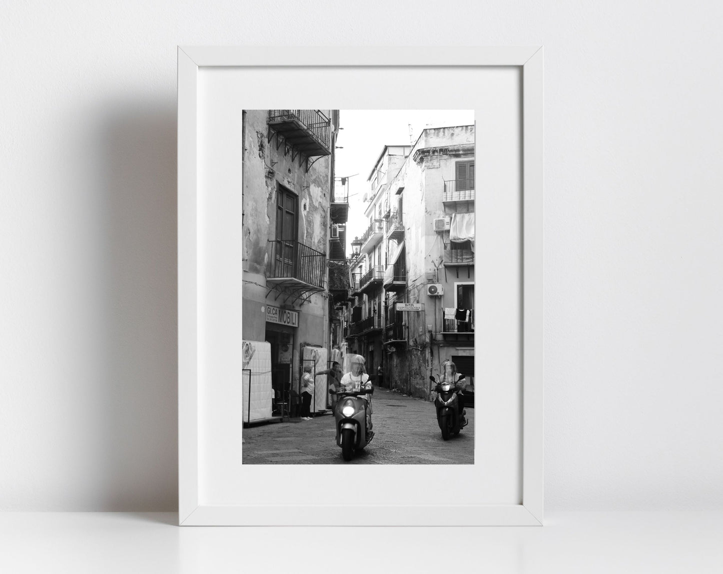 Palermo Sicily Black And White Print Street Photography Vespa Poster Italy Art