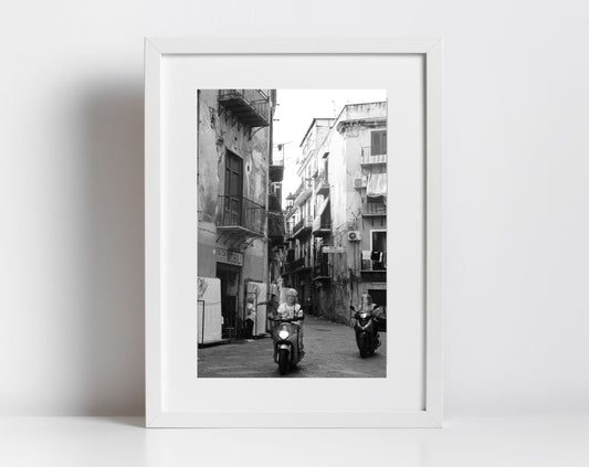 Palermo Sicily Black And White Print Street Photography Vespa Poster Italy Art