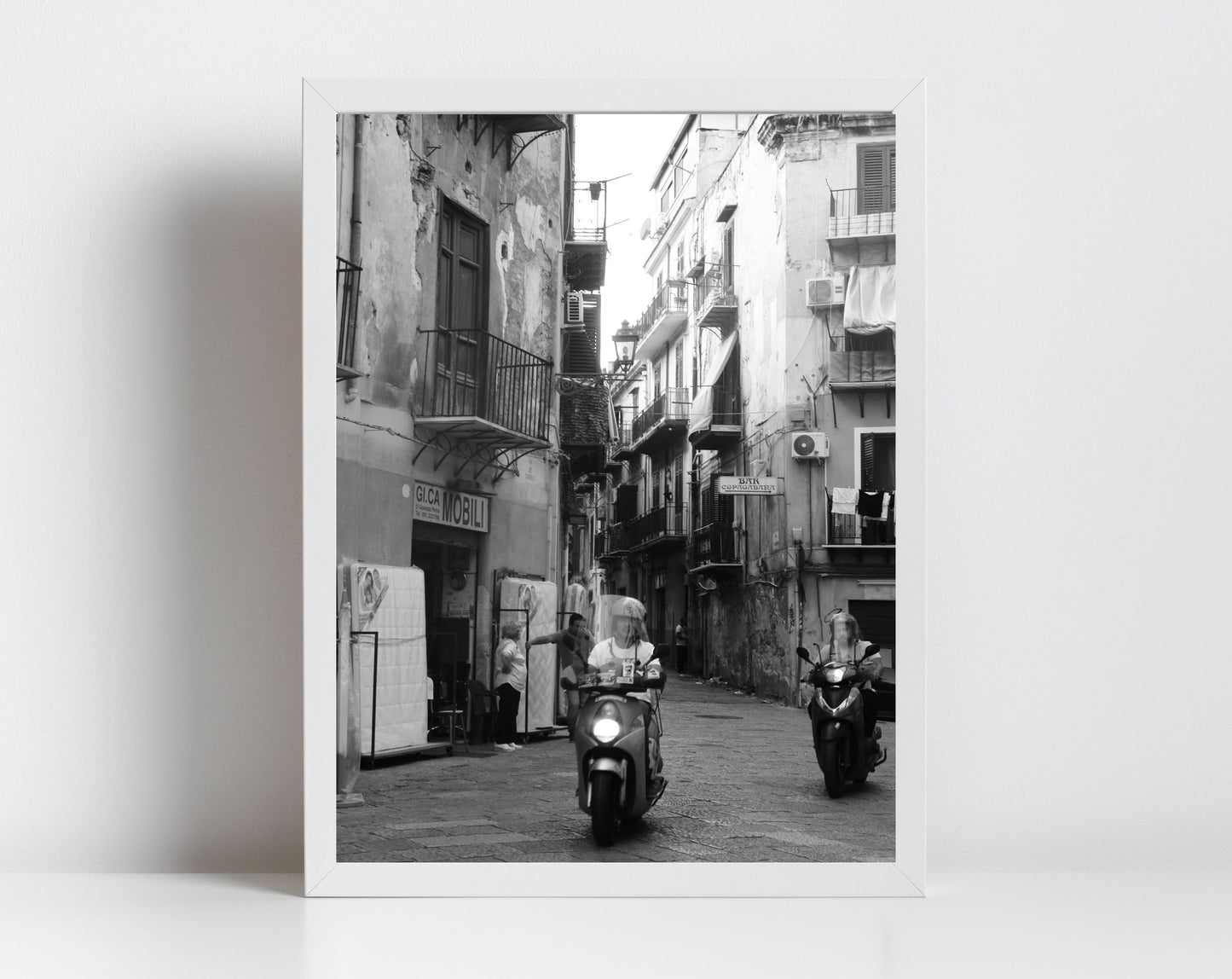 Palermo Sicily Black And White Print Street Photography Vespa Poster Italy Art