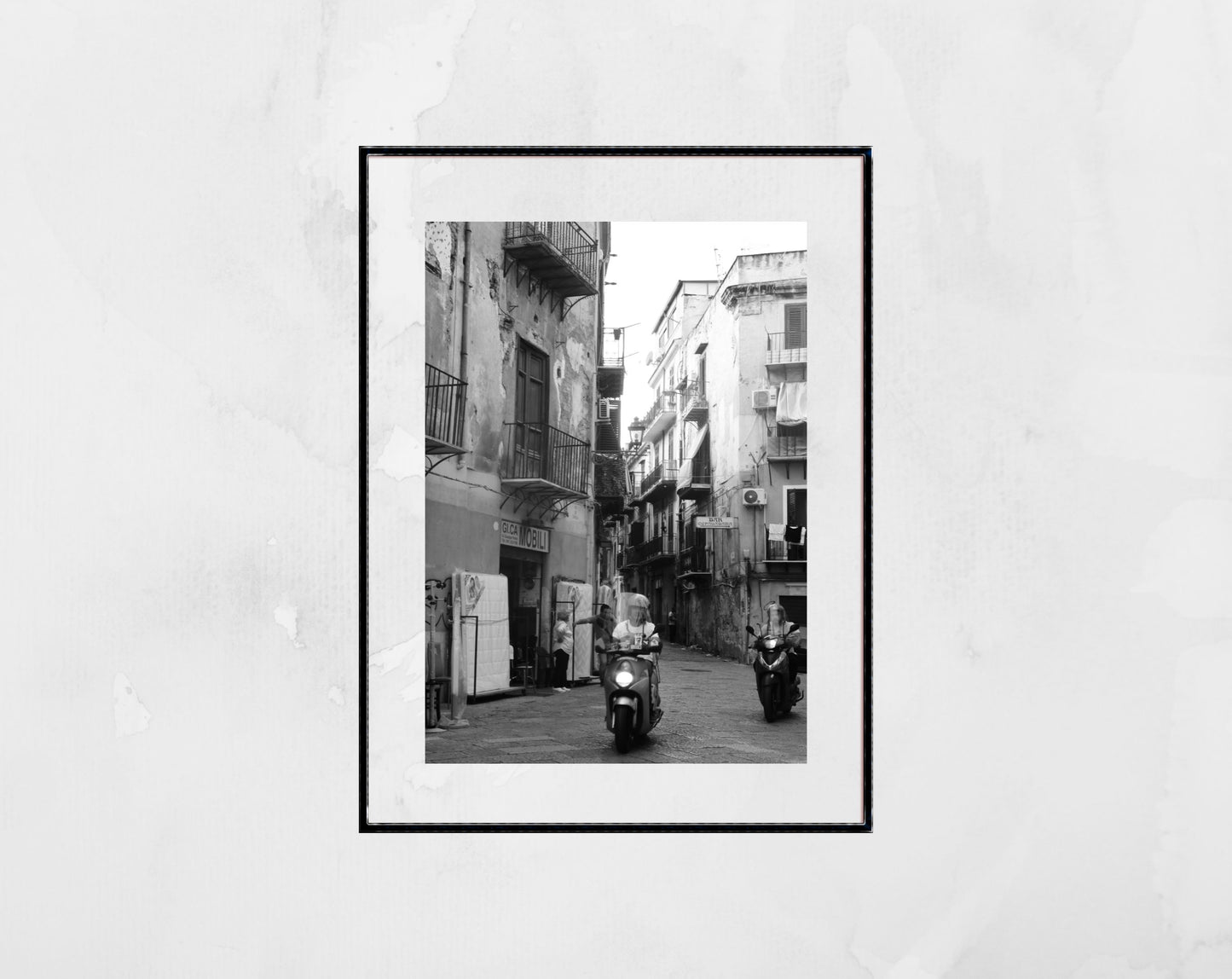 Palermo Sicily Black And White Print Street Photography Vespa Poster Italy Art