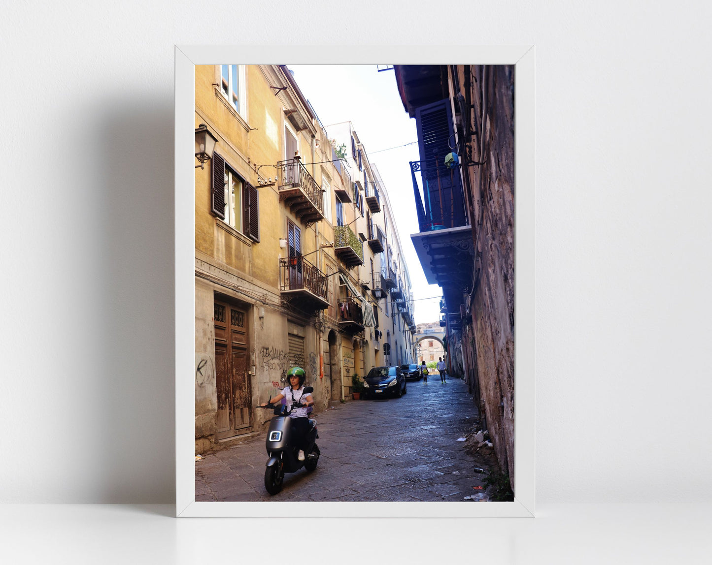 Palermo Sicily Print Street Photography Woman On Moped Poster